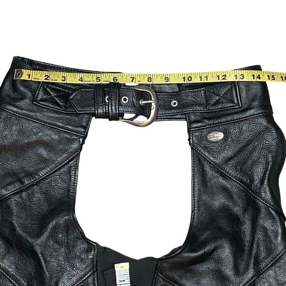 Harley Davidson WOMEN'S BLACK LEATHER RIDING CHAPS  medium - Picture 9 of 11